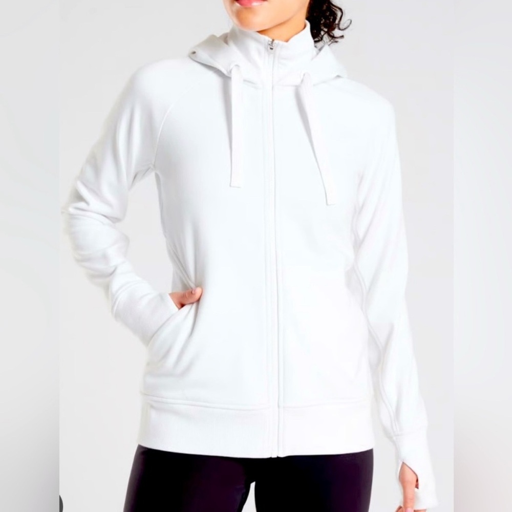Athleta White Zip-Up Hoodie size M